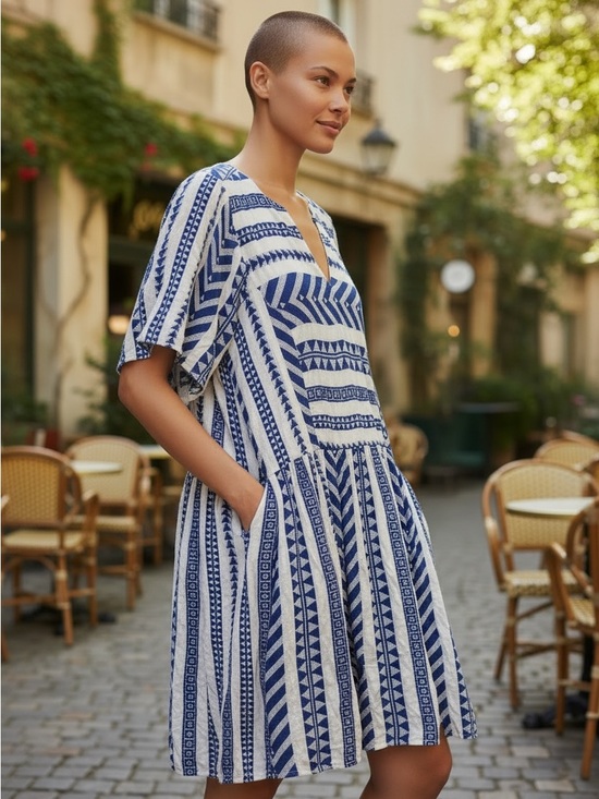 Old Navy Dresses & Skirts - Old Navy Blue and White Printed Midi Dress